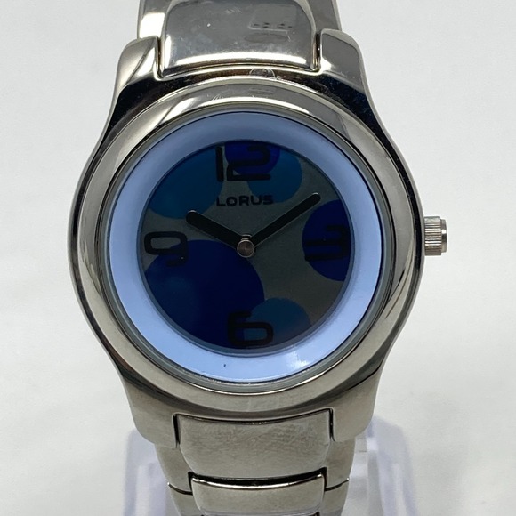 Lorus Watch Women 32mm Silver Tone Blue Dial LR0798 New Battery 7" - Picture 2 of 16
